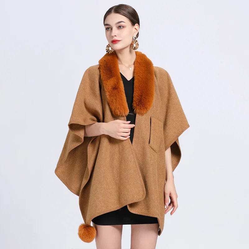 Cape Chic en Fourrure marron