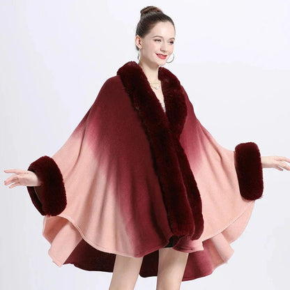 Cape en Fourrure Femme - Luxe et Élégance bordeaux