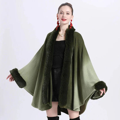 Cape en Fourrure Femme - Luxe et Élégance vert