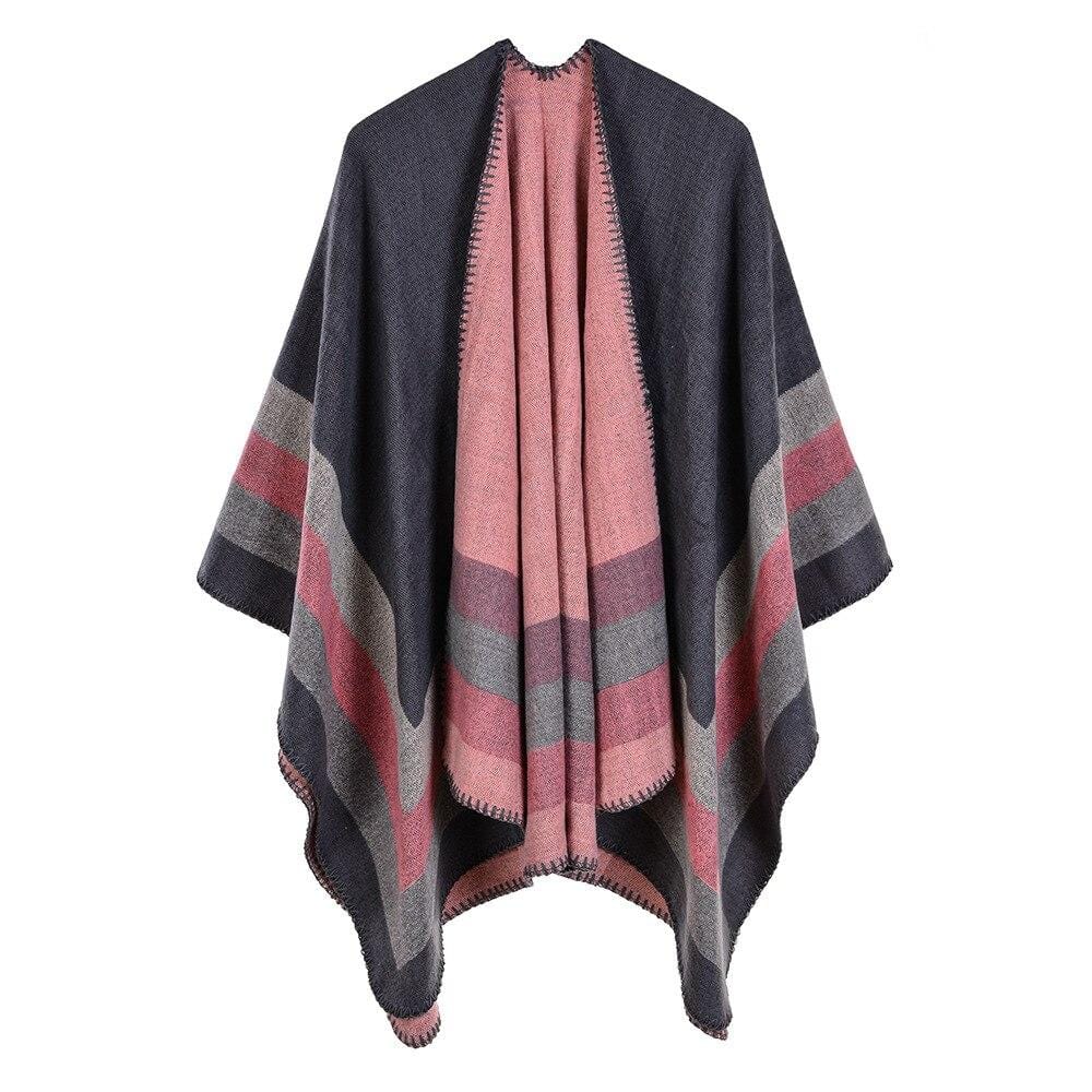 Cape Poncho Femme Hiver - Collection Élégance gris