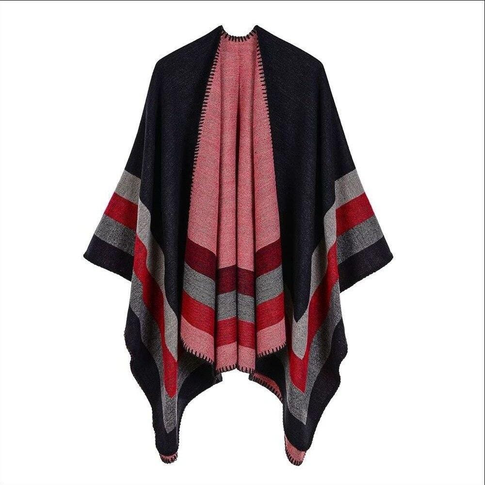 Cape Poncho Femme Hiver - Collection Élégance noir