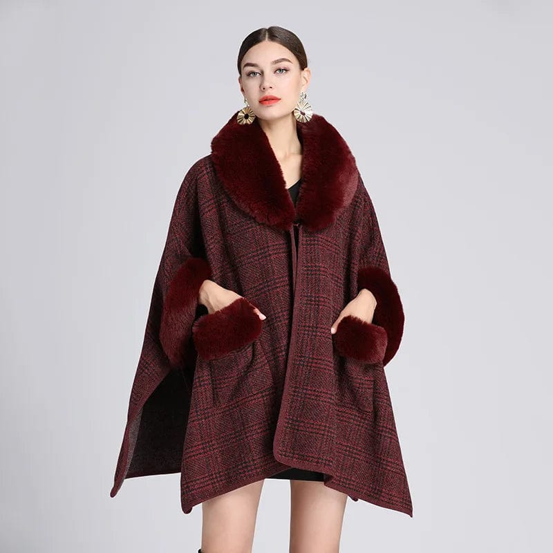 Cape Poncho Femme - Style Exclusif rouge vin