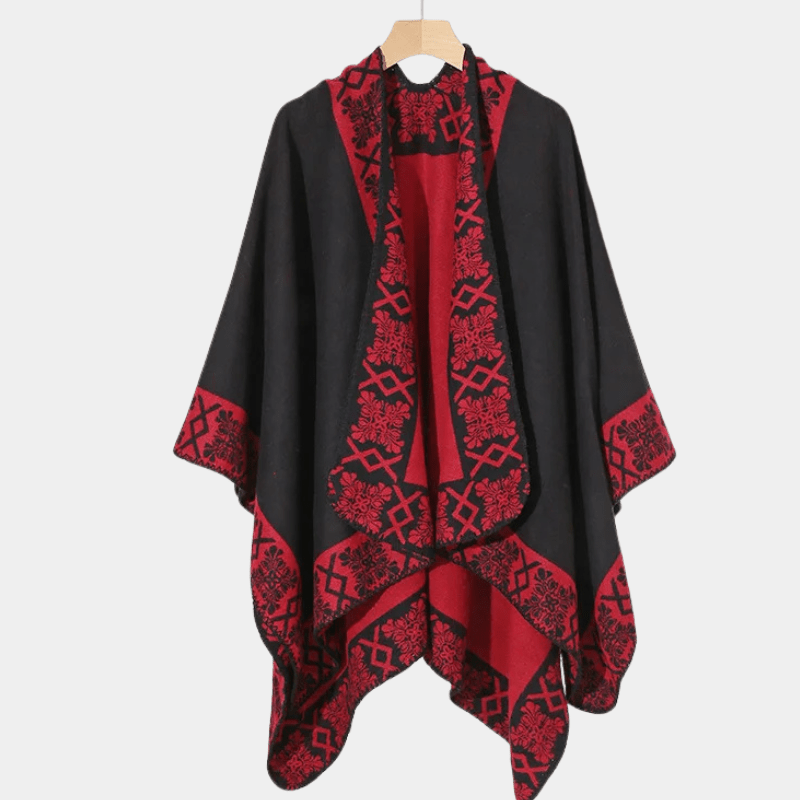 Echarpe Poncho pour Homme noir rouge