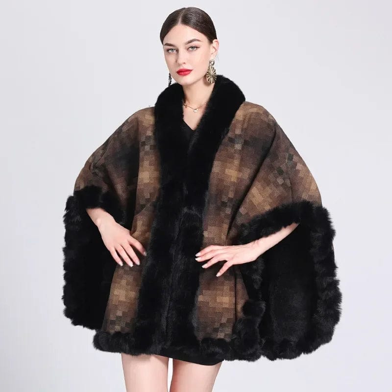 Élégante Cape en Fourrure Luxueuse marron