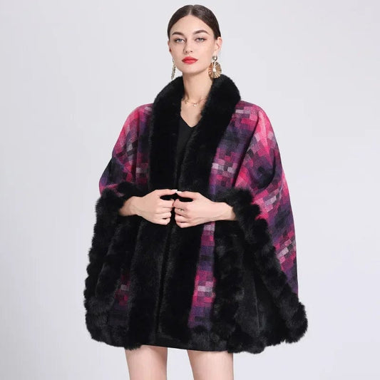 Élégante Cape en Fourrure Luxueuse rose