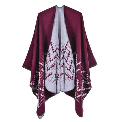 Gilet Poncho Femme - Collection Élégance bordeaux