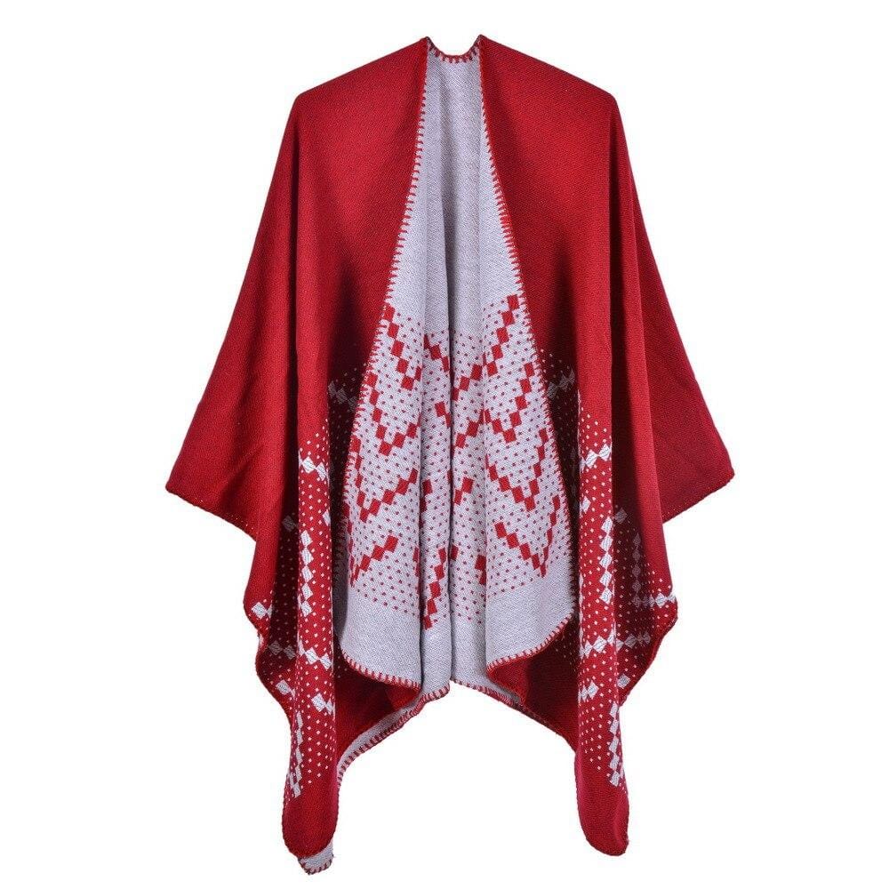 Gilet Poncho Femme - Collection Élégance rouge