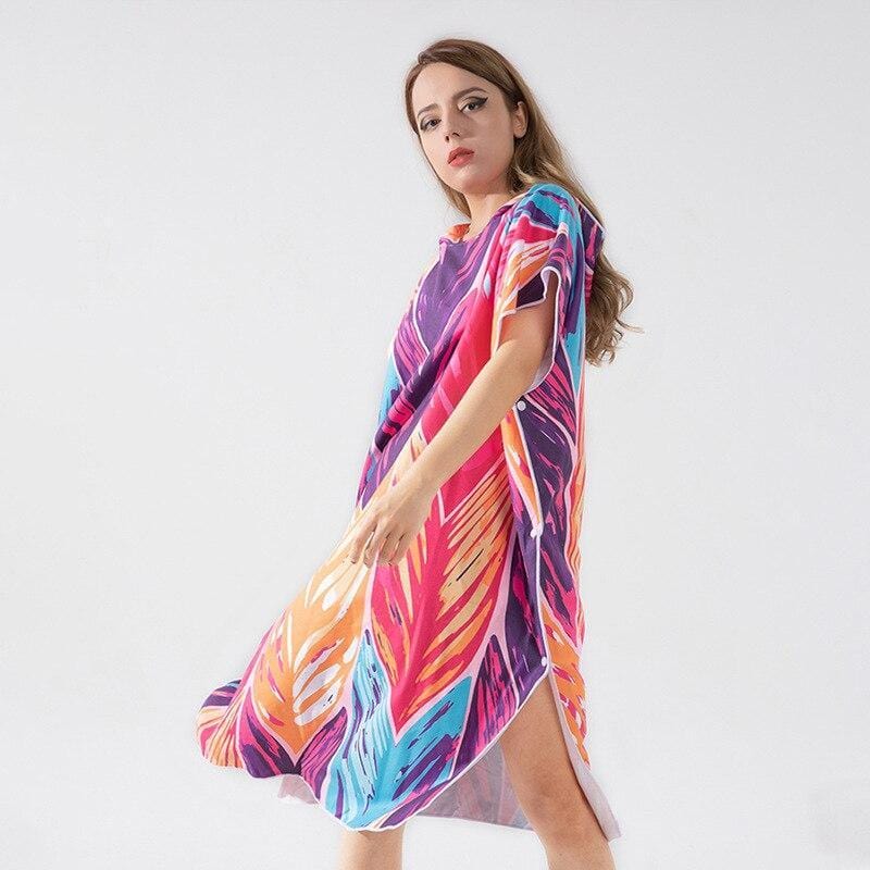 Poncho Bain Rainbow Wave Multicolore