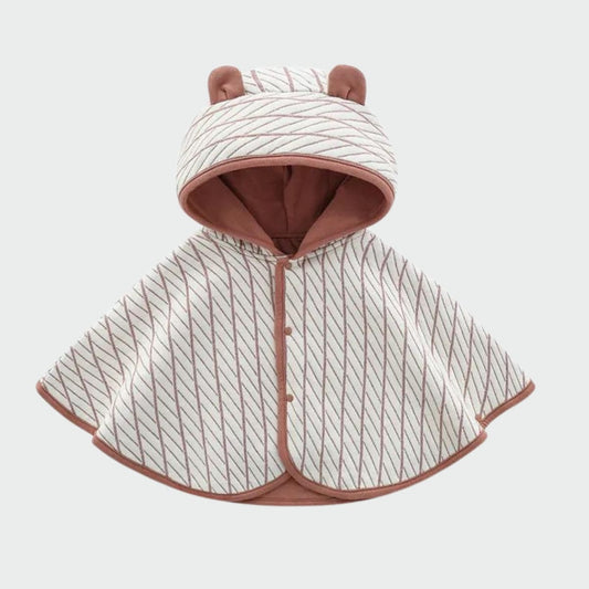 Poncho Bébé Cuddly en Marron & Blanc 90 cm