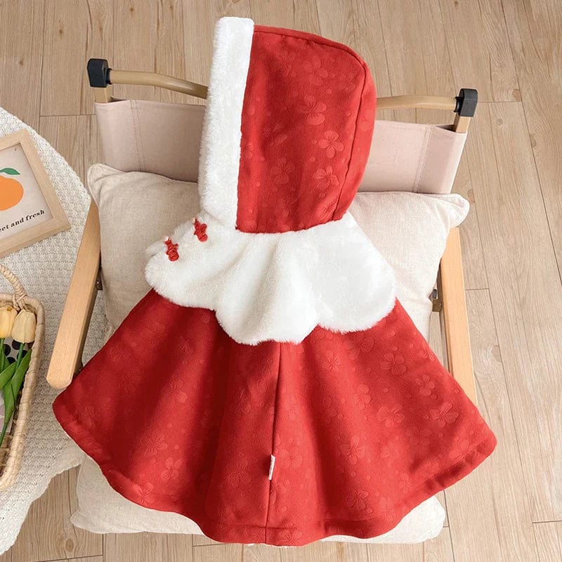 Poncho Bébé Fille Rouge - Collection Coquette 0-3 ans