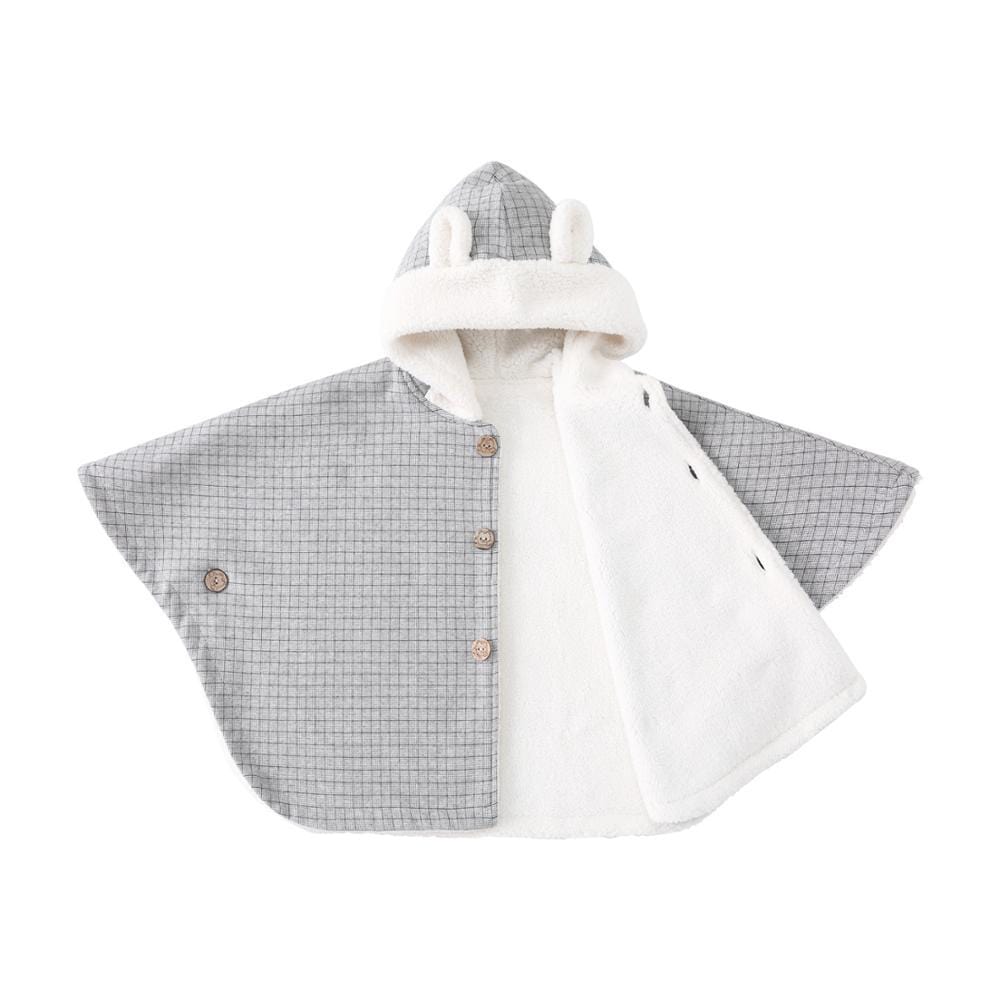 Poncho Bébé Gris & Blanc