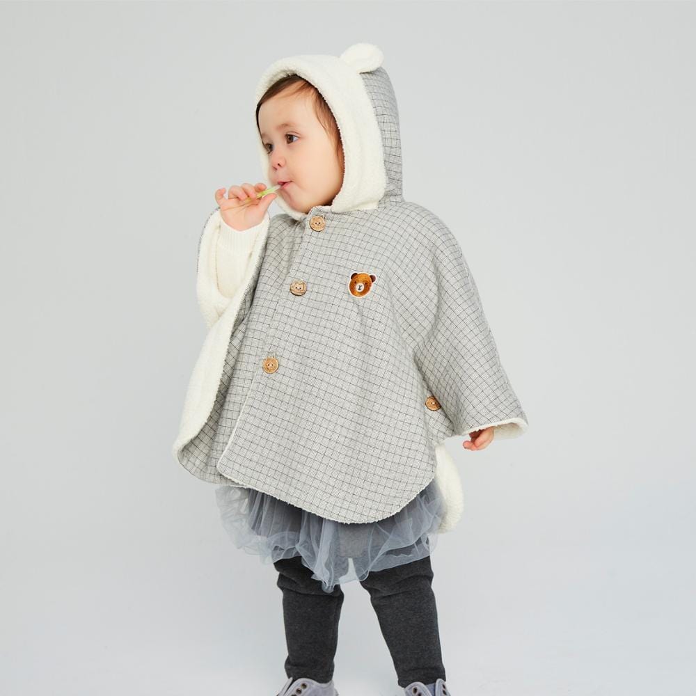 Poncho Bébé Gris & Blanc