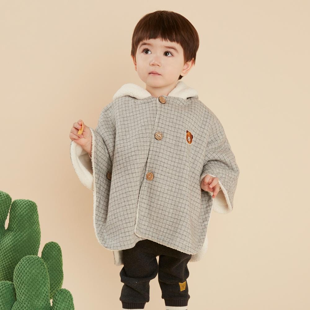 Poncho Bébé Gris & Blanc