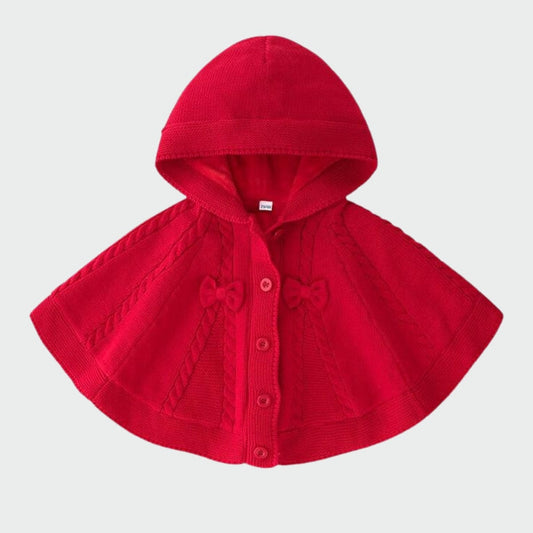 Poncho Bébé Tricot - TricoByBaby Rouge / 3 ans