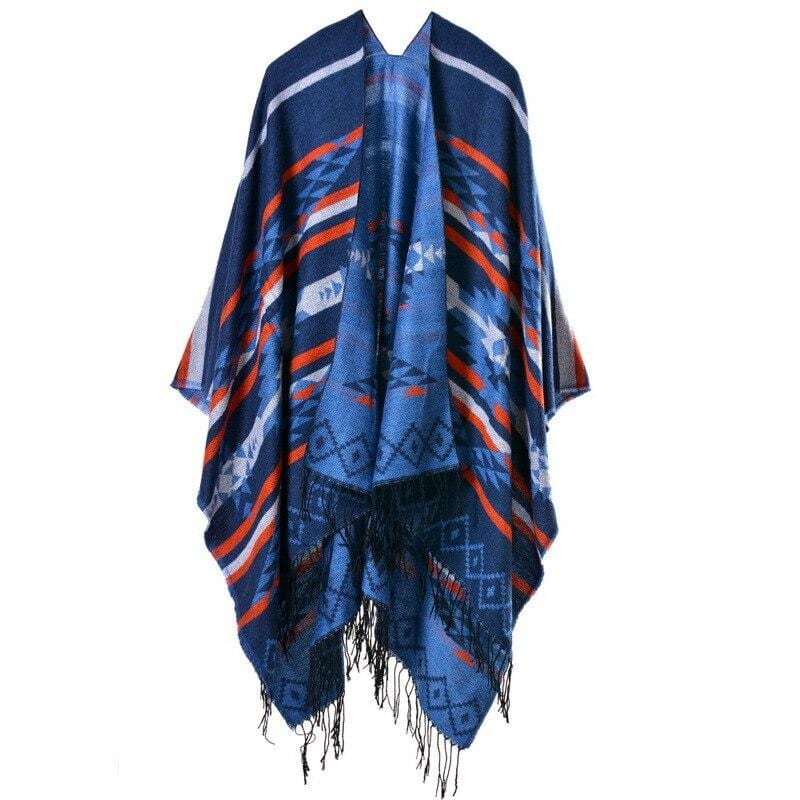 Poncho Bohème Chic & Co. bleu