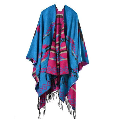 Poncho Bohème Chic & Co. bleu clair