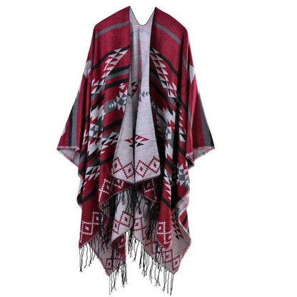 Poncho Bohème Chic & Co. rouge