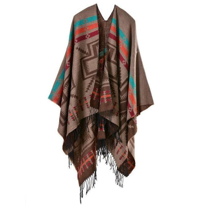 Poncho Bohème - Style Boho Chic Kaki