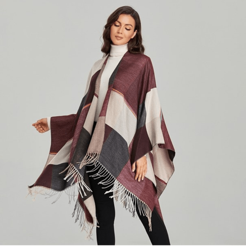 Poncho Bordeaux Femme - Collection Élégance Bordeaux