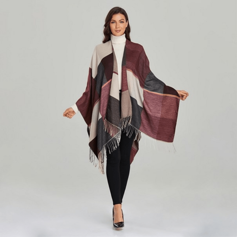 Poncho Bordeaux Femme - Collection Élégance Bordeaux