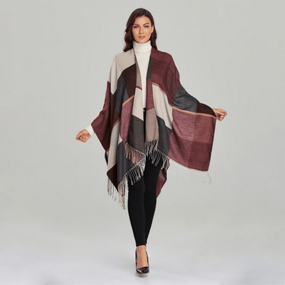 Poncho Bordeaux Femme - Collection Élégance Bordeaux