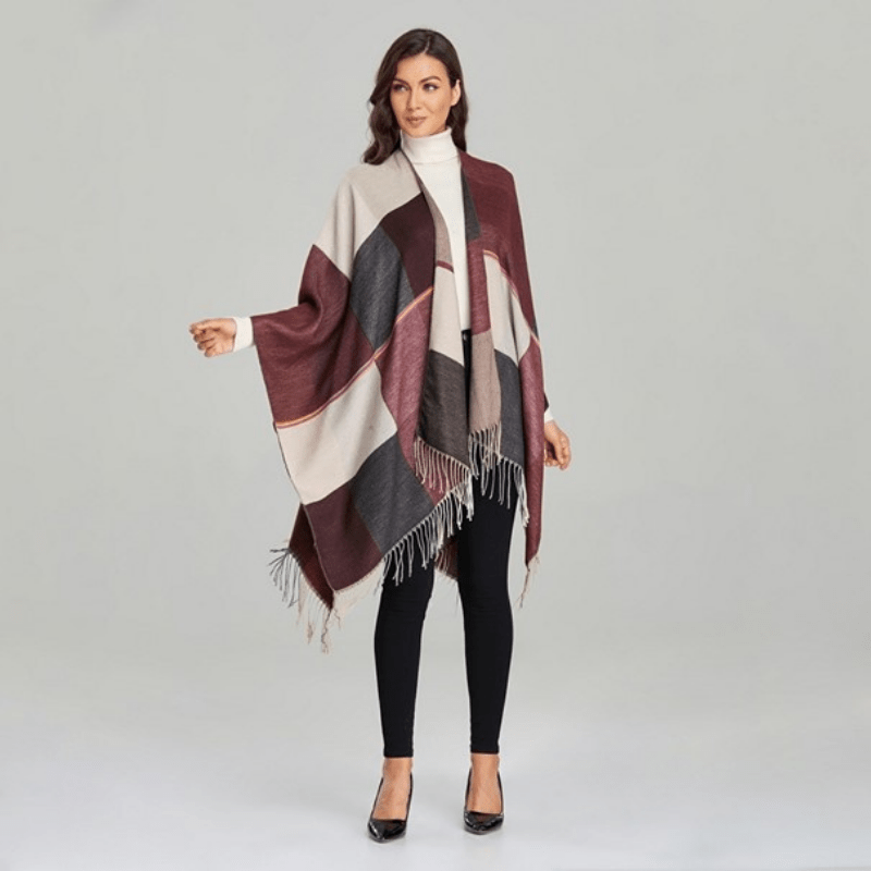 Poncho Bordeaux Femme - Collection Élégance Bordeaux