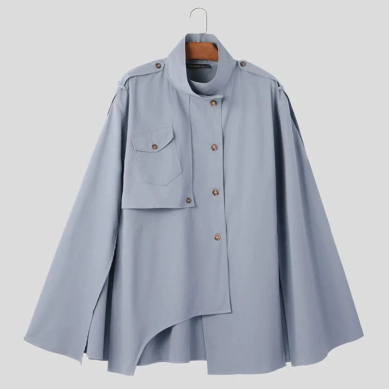 Poncho Cape Trench pour Homme. bleu gris / S