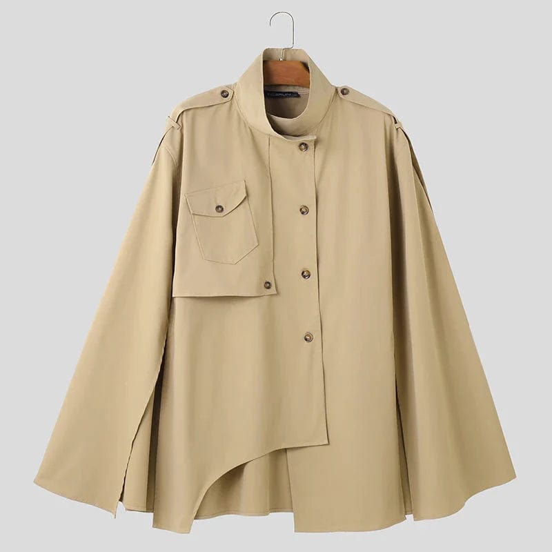 Poncho Cape Trench pour Homme. kaki / S