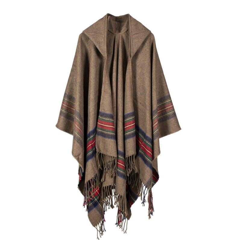 Poncho Capuche pour Femme camel