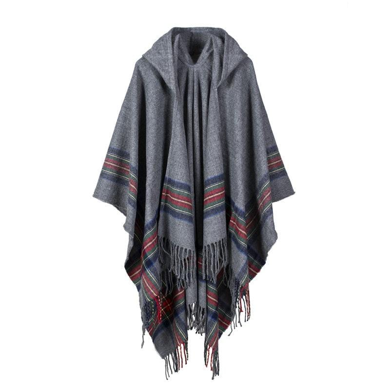 Poncho Capuche pour Femme gris