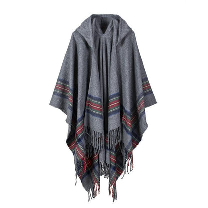 Poncho Capuche pour Femme gris