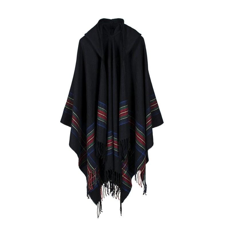 Poncho Capuche pour Femme noir