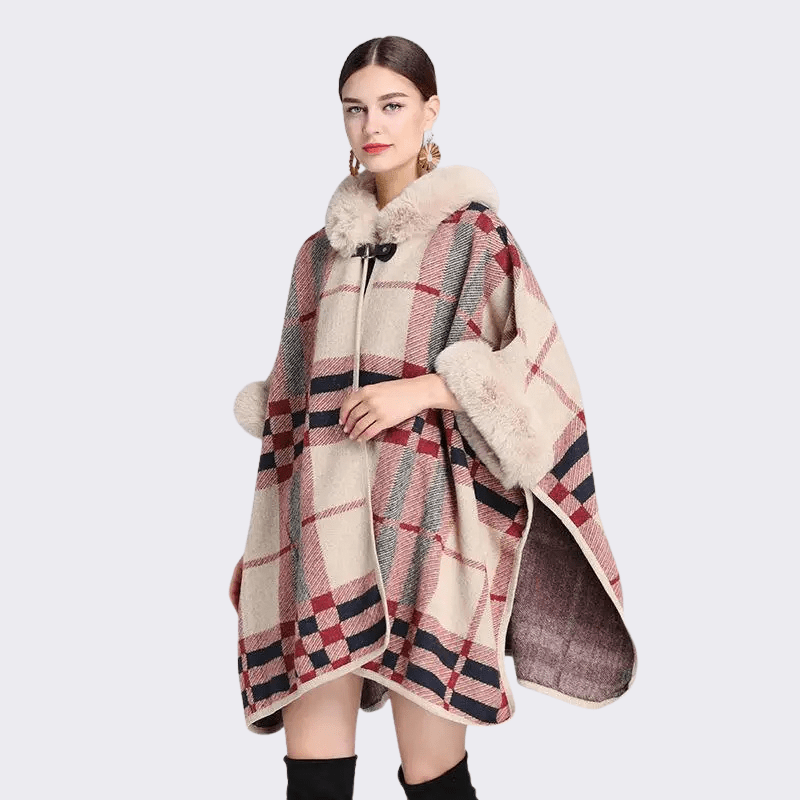 Poncho Chic à Carreaux