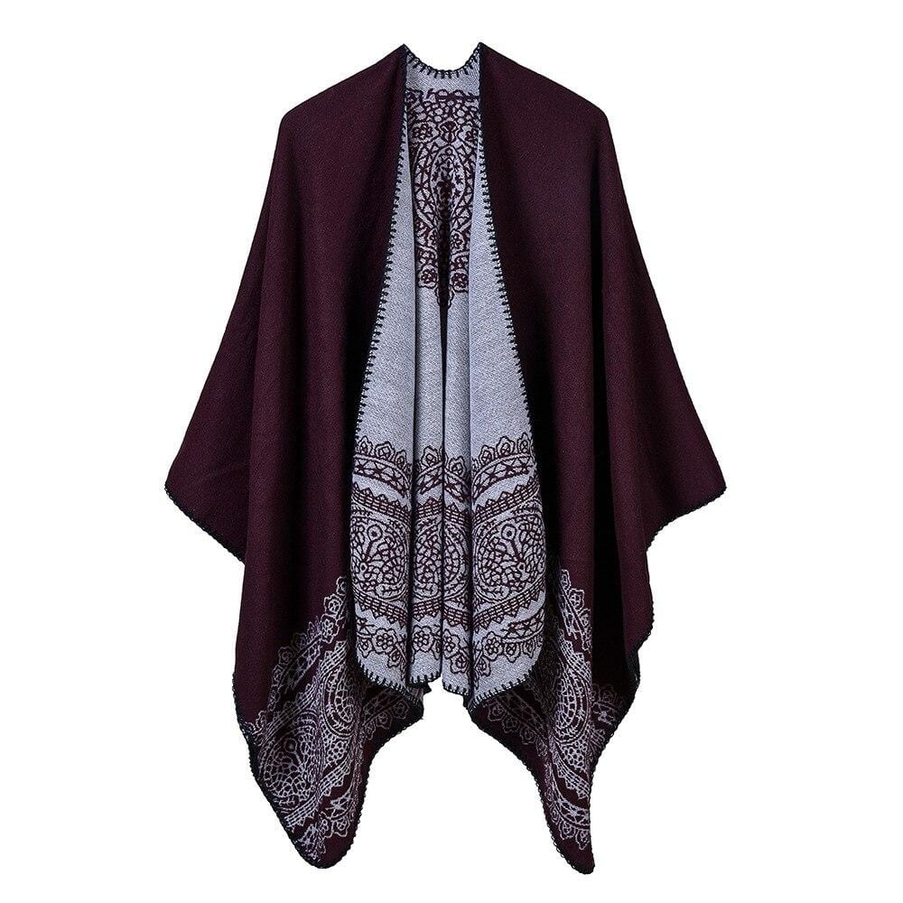 Poncho Chic Femme Bordeaux