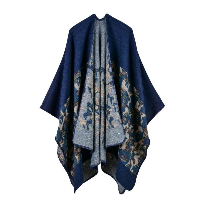 Poncho Chic pour Femme Bleu