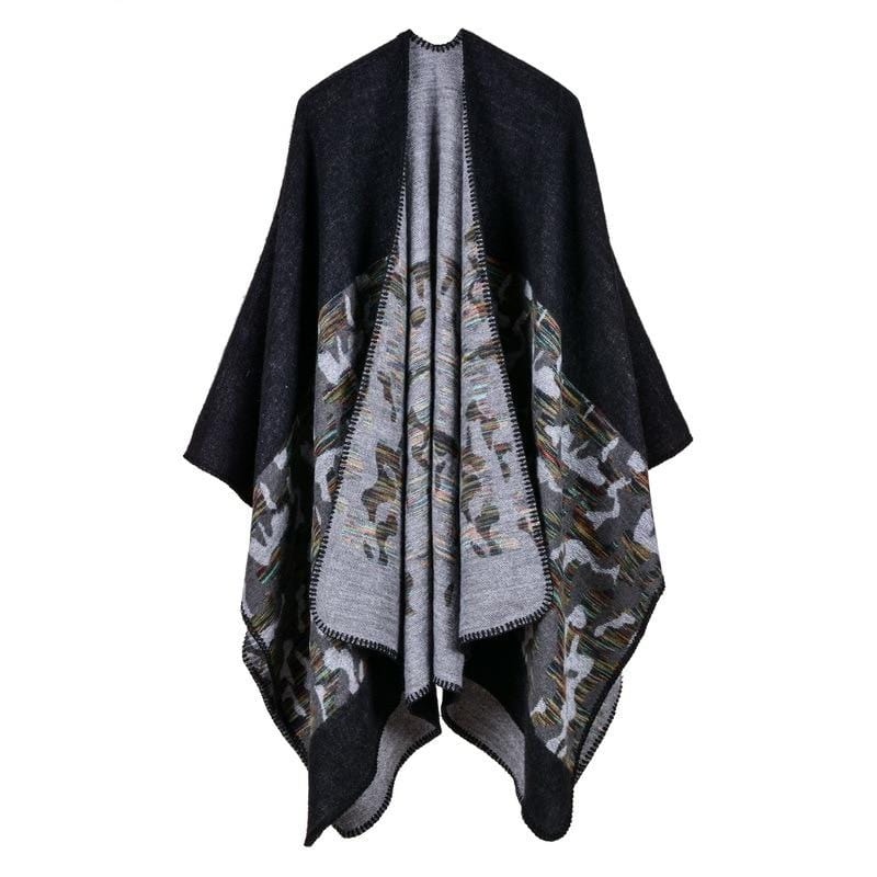 Poncho Chic pour Femme Noir