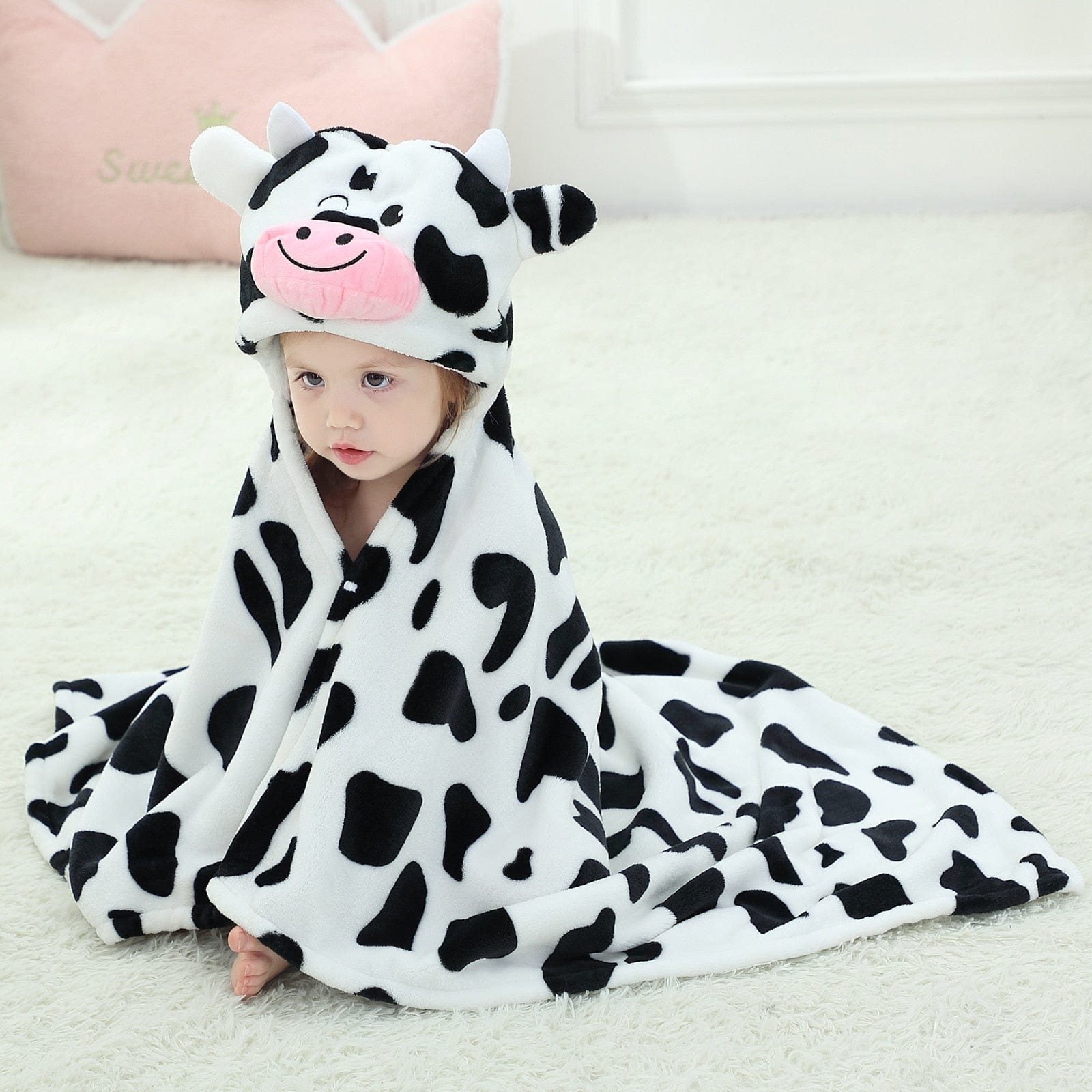 Poncho de Bain Bébé Vache - Collection Mooh Mooh vache / 70x100 cm