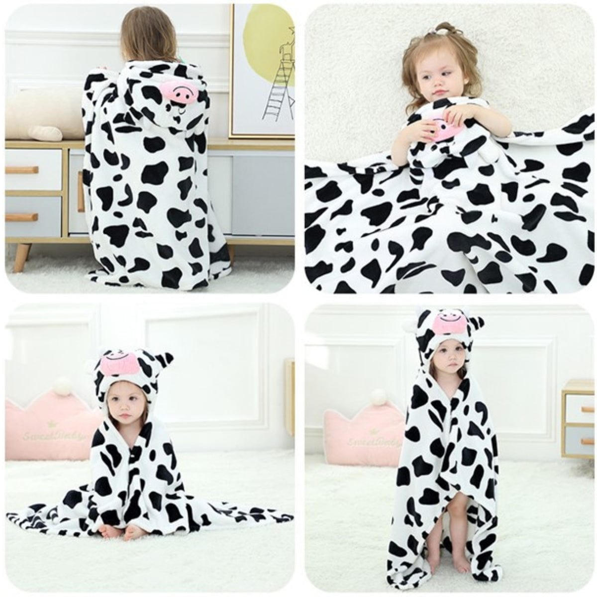 Poncho de Bain Bébé Vache - Collection Mooh Mooh vache / 70x100 cm