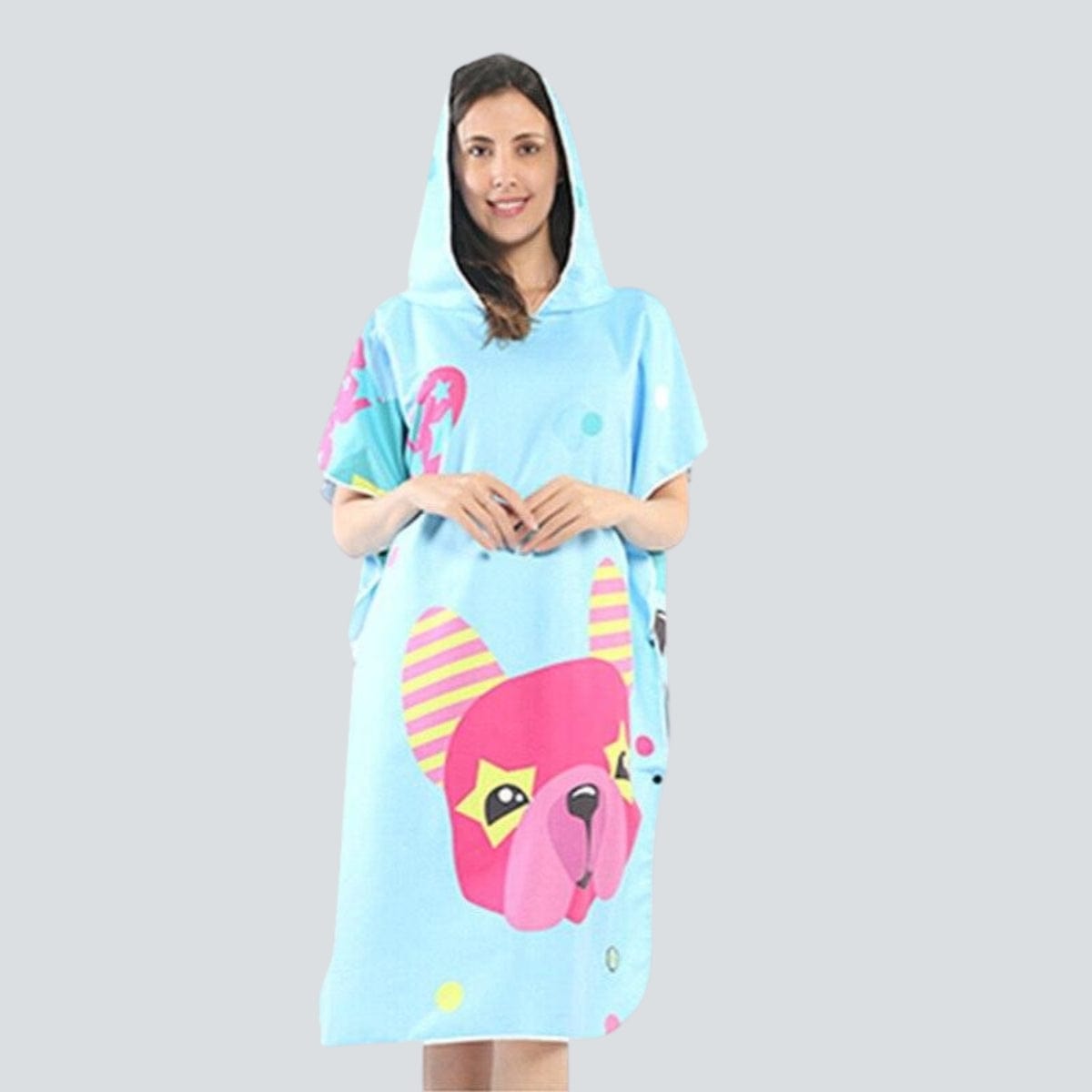 Poncho de Bain Bleu Clair confortable Bleu & Rose