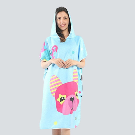 Poncho de Bain Bleu Clair confortable Bleu & Rose