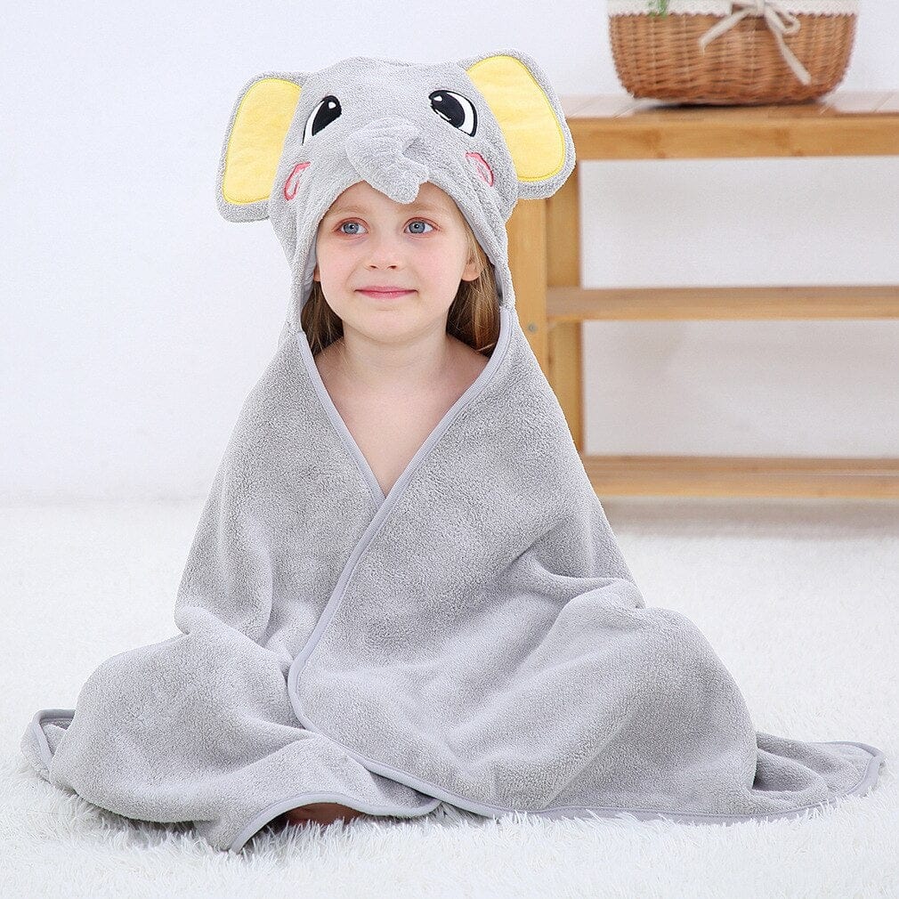 Poncho de bain Enfant - Collection Éléphant Gris éléphant / 70x120 cm