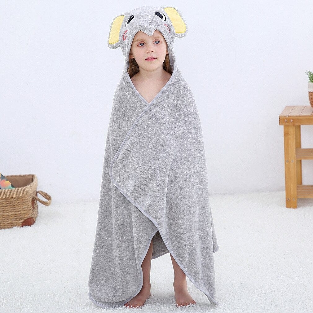 Poncho de bain Enfant - Collection Éléphant Gris éléphant / 70x120 cm