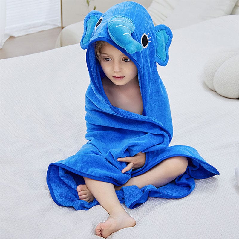 Poncho de bain enfant Eléphant Bleu éléphant / 90x90 cm