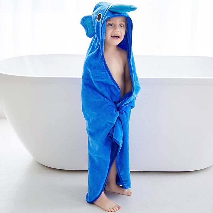 Poncho de bain enfant Eléphant Bleu éléphant / 90x90 cm