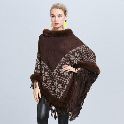 Poncho de Luxe avec Fourrure Marron