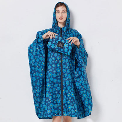 Poncho de Pluie Femme Fleuri Chic bleu