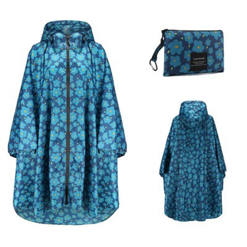 Poncho de Pluie Femme Fleuri Chic bleu