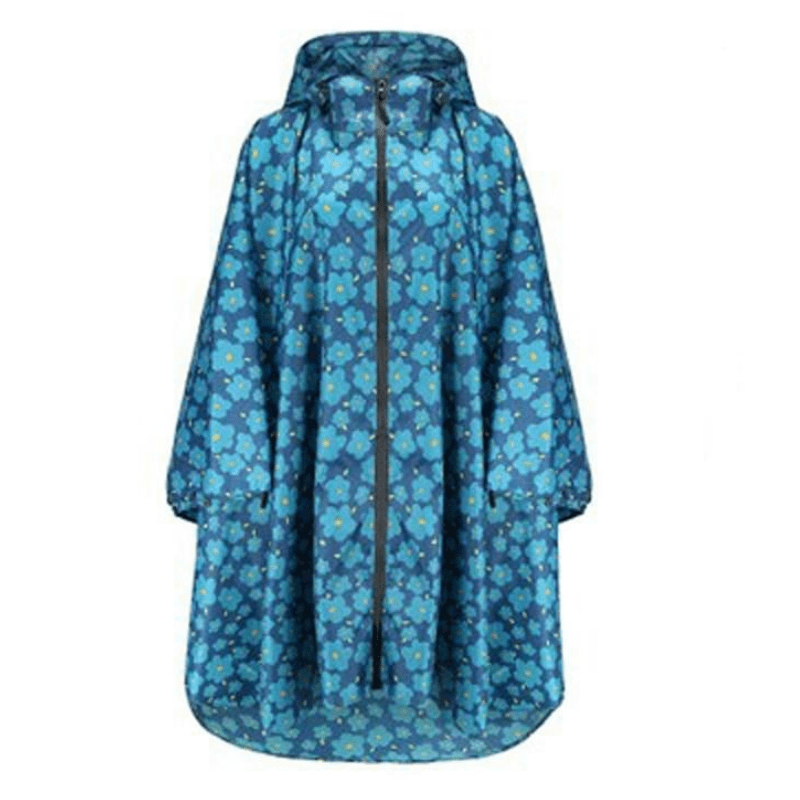 Poncho de Pluie Femme Fleuri Chic bleu