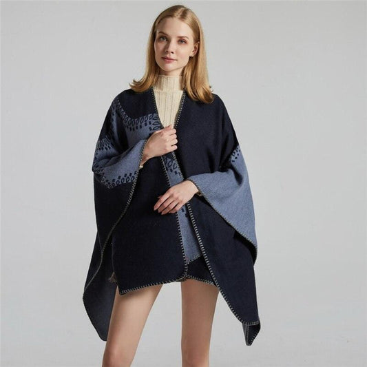 Poncho Doux Femme - Doucerie féminine bleu