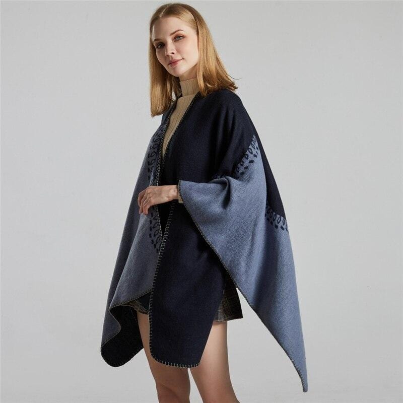 Poncho Doux Femme - Doucerie féminine bleu